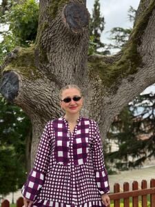 Destina ekose Viskon elbise mor