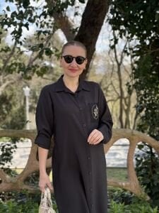 Serda Tensel cep iŞleme elbise Siyah