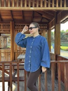 Orjinal marka balon kol kot gömlek