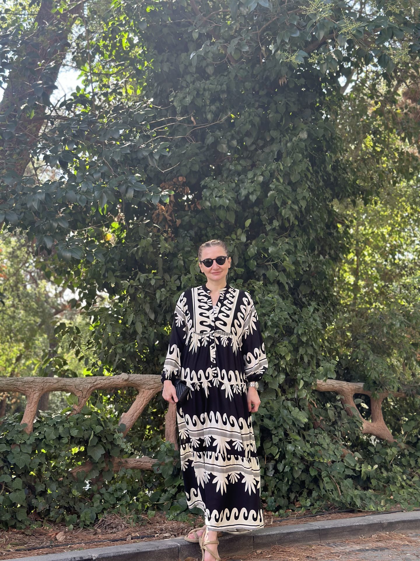 Siyah-krem ceylo katleya elbise