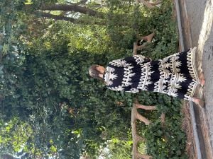 Siyah-krem ceylo katleya elbise