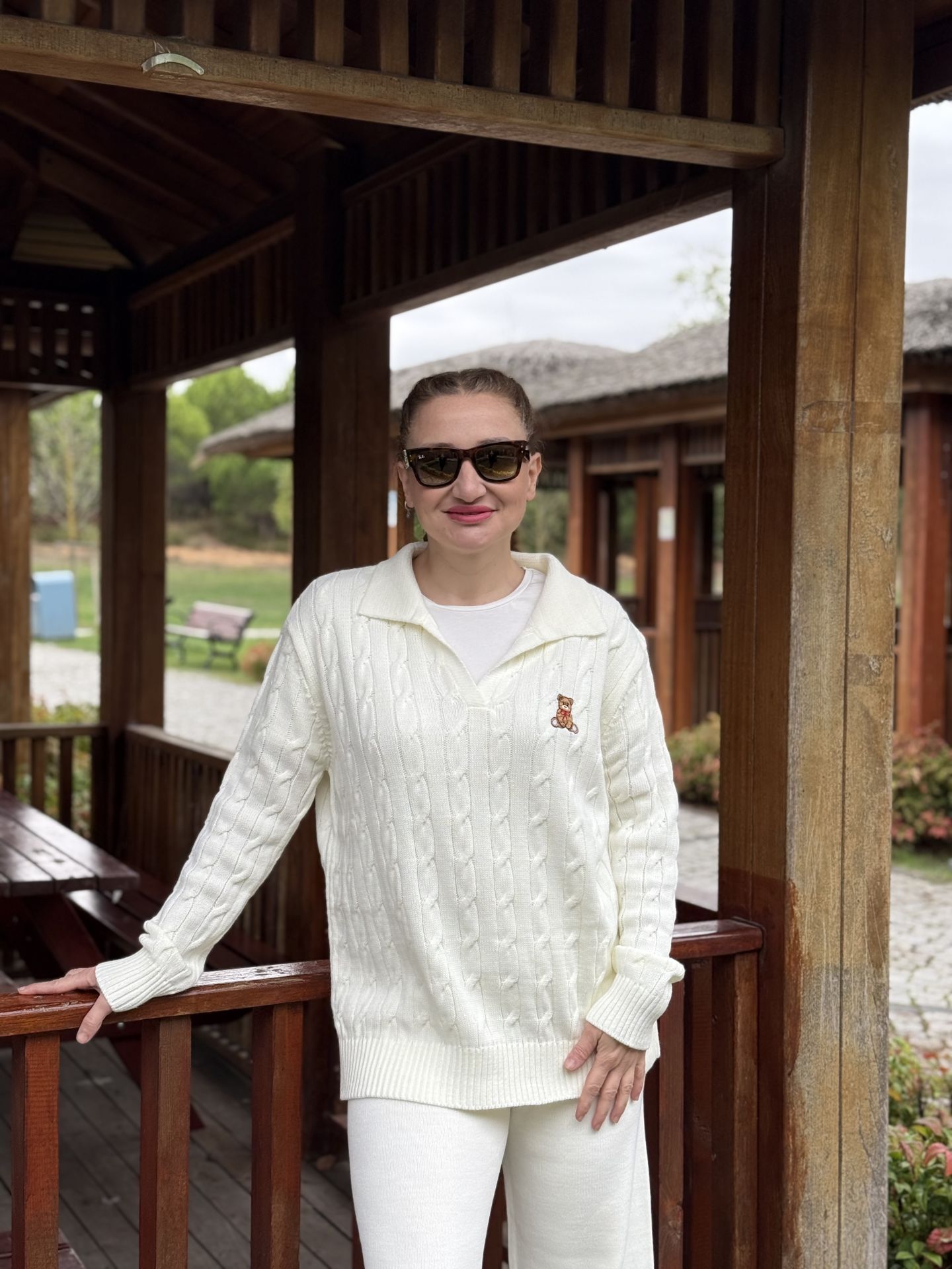 Teddy Triko takım Kırık beyaz