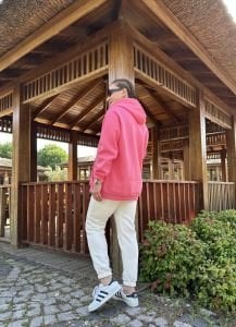 Pembe logo kapüşonlu sweatshirt