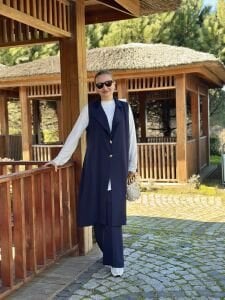 A.akay Crep Yelekli 2li Takım Lacivert
