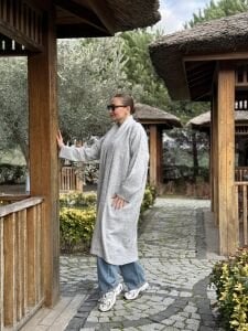 Yumoş Uzun Hırka Gri