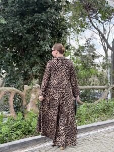 Cepli leopar viskon elbise