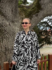 Lidya Viskon elbise siyah-beyaz