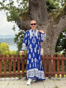 Polo hiloş Viskon elbise saks
