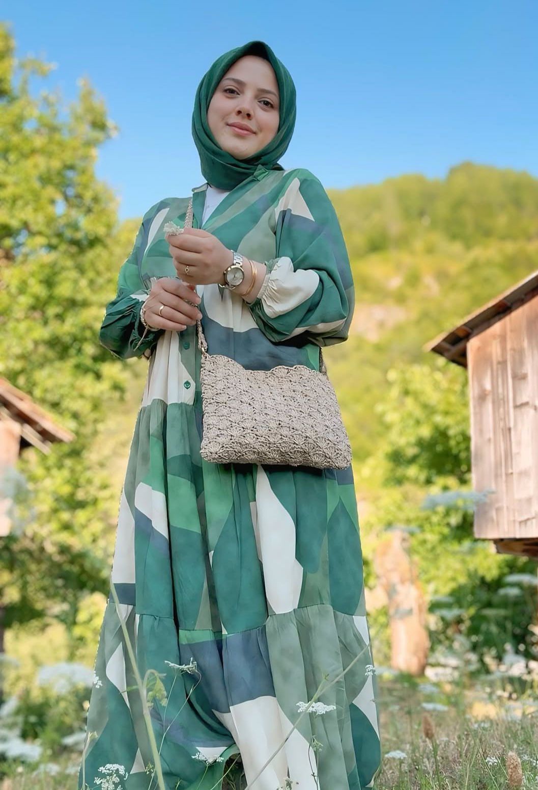 Premium Massimo Viskon Elbise Yeşil