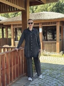 A.akay İncili Gömlek Takım Siyah