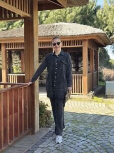 A.akay İncili Gömlek Takım Siyah