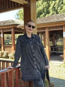 A.akay İncili Gömlek Takım Siyah