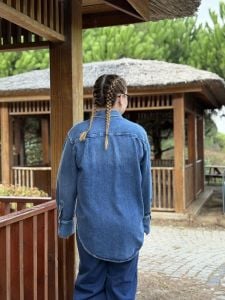 Orjinal HM kot gömlek TEK CEP DETAYLI mavi