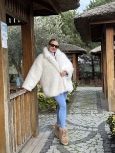 Premium İthal Parıltı Kürk Beyaz