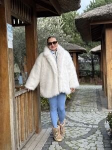 Premium İthal Parıltı Kürk Beyaz