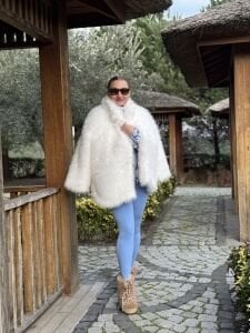 Premium İthal Parıltı Kürk Beyaz