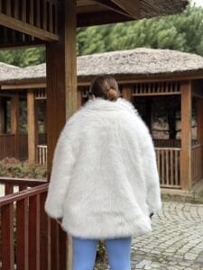 Premium İthal Parıltı Kürk Beyaz