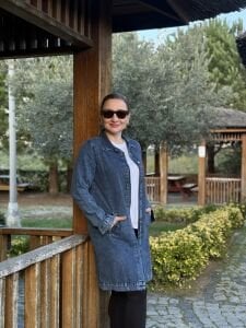 Gömlek yaka Uzun kot ceket Koyu mavi