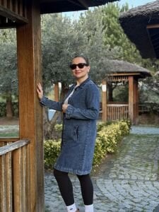 Gömlek yaka Uzun kot ceket Koyu mavi