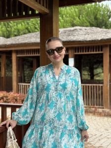 Berru tensel katleya elbise turkuaz