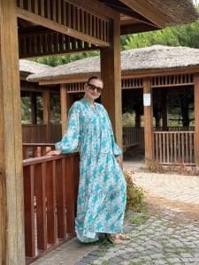 Berru tensel katleya elbise turkuaz