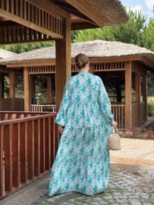 Berru tensel katleya elbise turkuaz