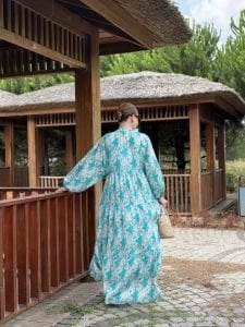 Berru tensel katleya elbise turkuaz