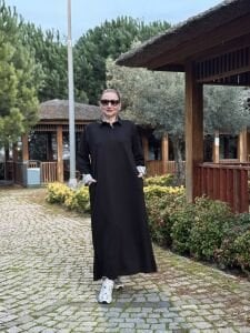 Gömlek yaka tasarım Oysho elbise Siyah