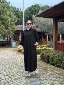 Gömlek yaka tasarım Oysho elbise Siyah