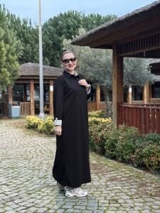 Gömlek yaka tasarım Oysho elbise Siyah