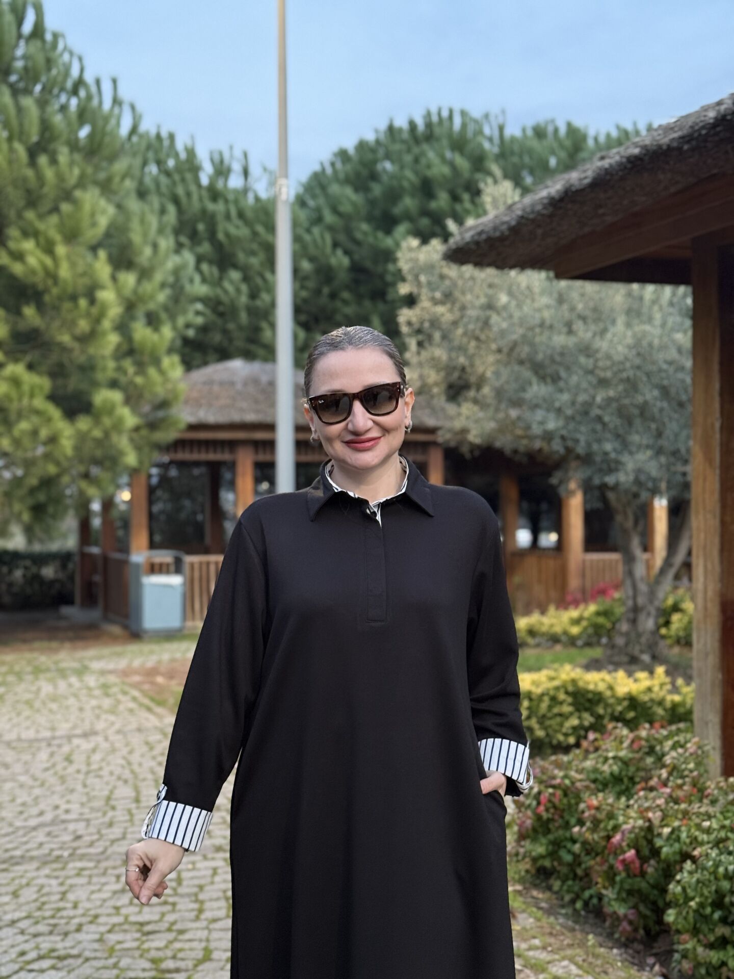 Gömlek yaka tasarım Oysho elbise Siyah