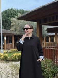 Gömlek yaka tasarım Oysho elbise Siyah