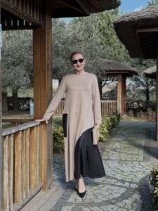 Asos etek ucu varaklı elbise Taş