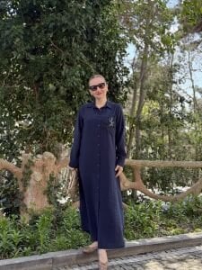 Zambak cep detaylı Tensel  elbise laci