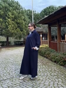 Gömlek yaka tasarım Oysho elbise Lacivert