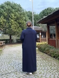 Gömlek yaka tasarım Oysho elbise Lacivert