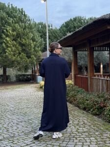 Gömlek yaka tasarım Oysho elbise Lacivert