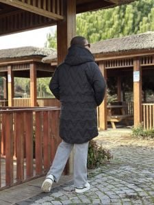 Oversize Beymen model kapitone mont siyah