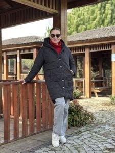 Oversize Beymen model kapitone mont siyah