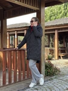 Oversize Beymen model kapitone mont siyah