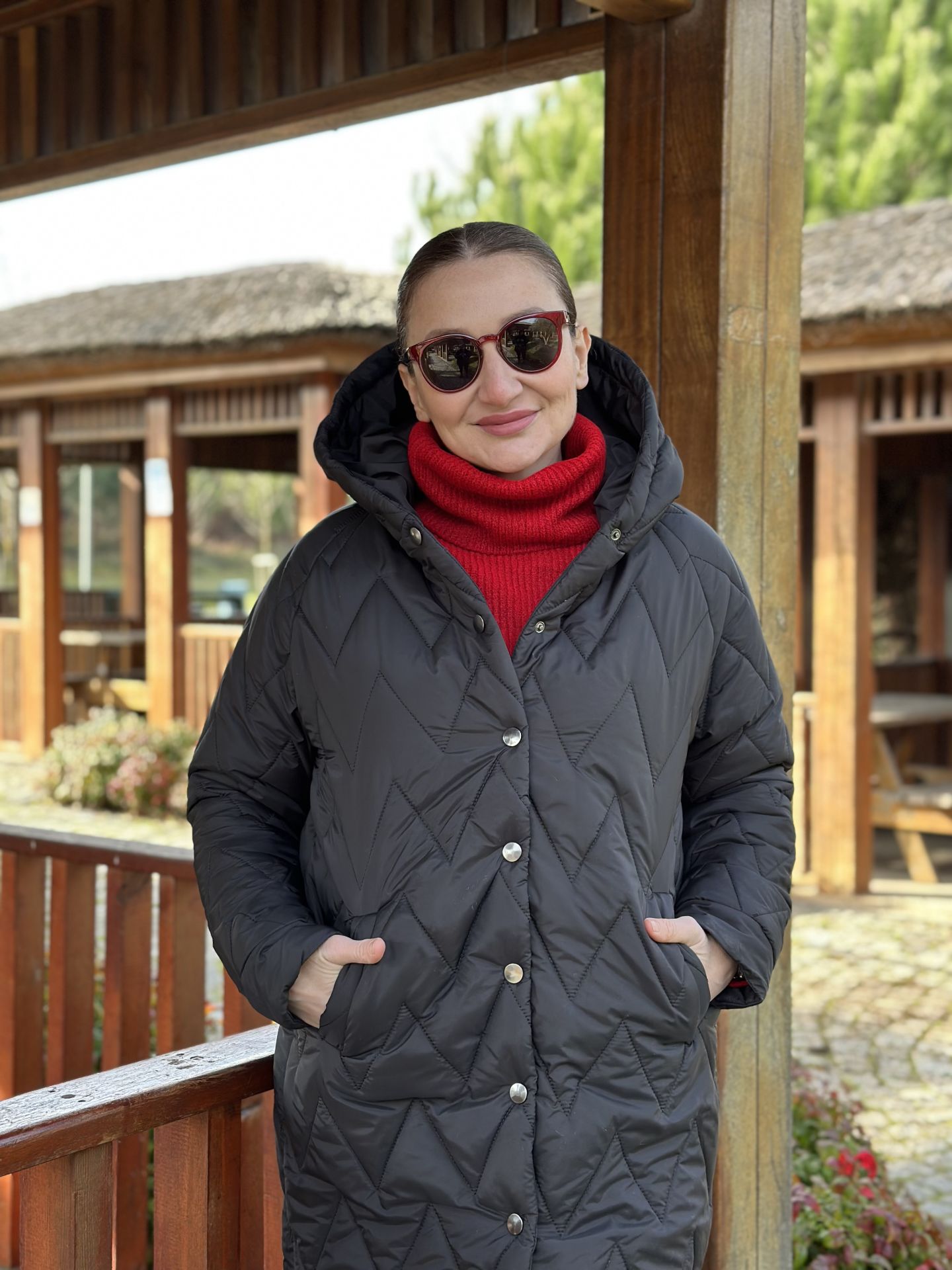 Oversize Beymen model kapitone mont siyah