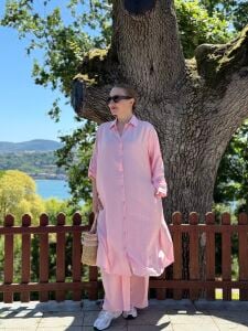 Polo Meylo Pamuk Tensel takım pembe