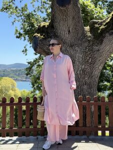 Polo Meylo Pamuk Tensel takım pembe