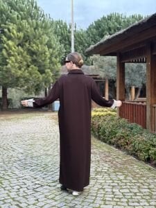 Gömlek yaka tasarım Oysho elbise Kahve