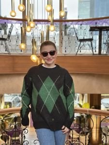 Siyah-yeşil BAKLAVA KAZAK