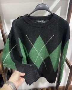 Siyah-yeşil BAKLAVA KAZAK