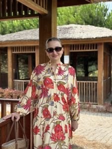 Sarı Floransa tensel katleya elbise