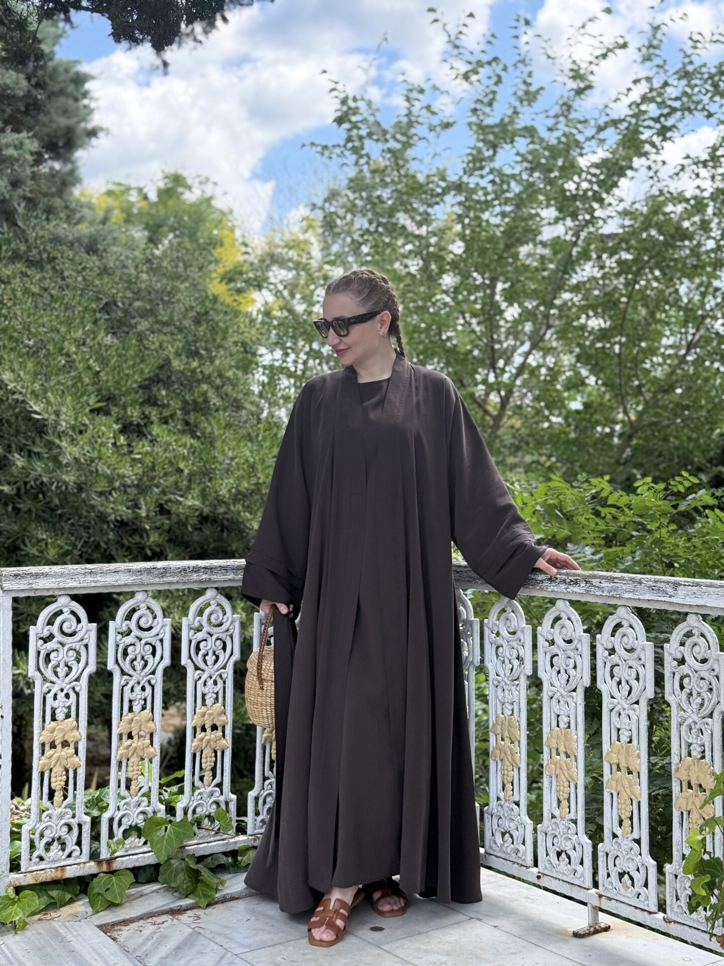 Modal tensel Abaya Takım Kahve