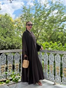 Modal tensel Abaya Takım Kahve