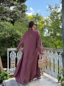Modal tensel Abaya Takım Gülkurusu
